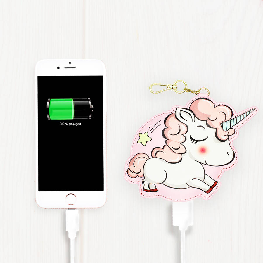 Powerbank 3D Unicorn 2200 mAh Keychain Pink