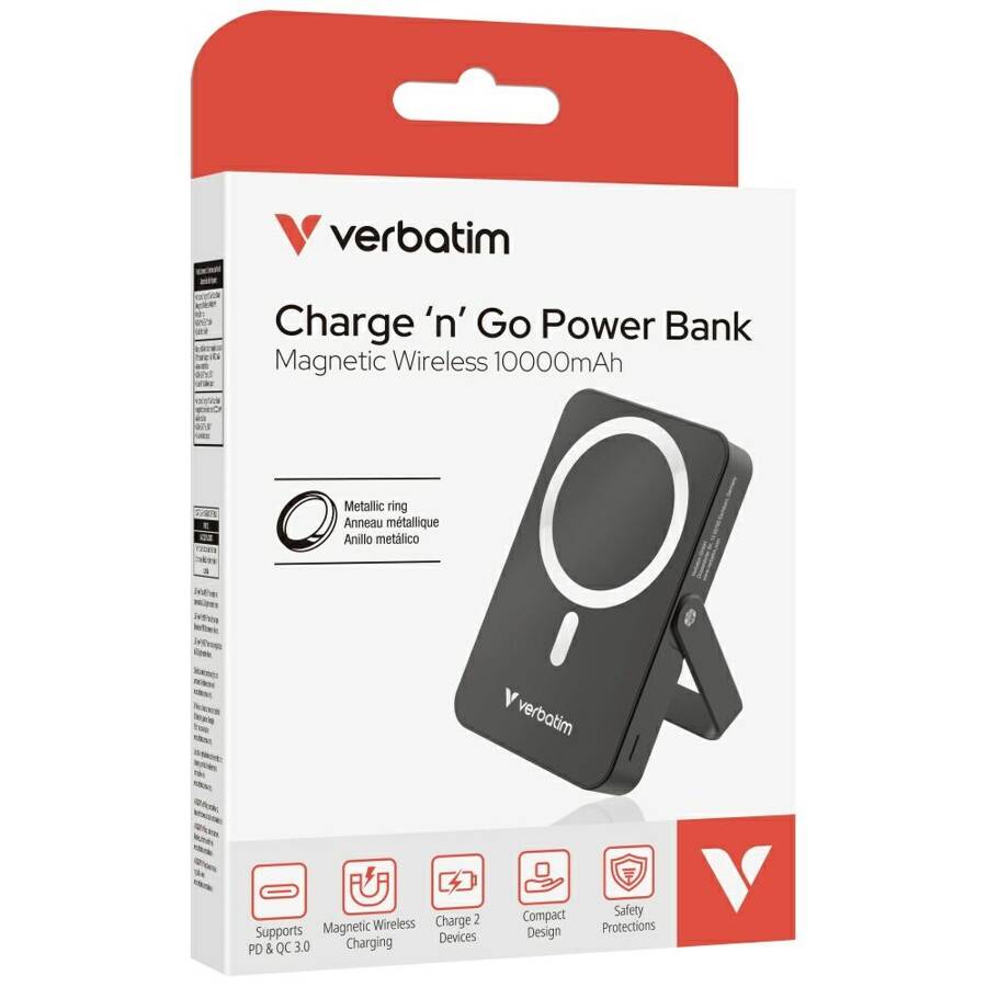 Powerbank Verbatim Charge n Go 10000mAh   z podstawką Magnetic Wireless czarny 32264