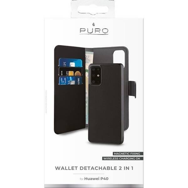 Puro Wallet Detachable Huawei P40 2w1 czarne/black HWP40BOOKC3BLK