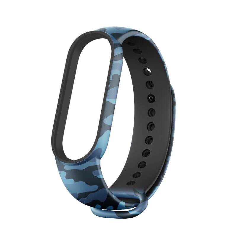 REPLACEMENT CAMO SILICONE WRISTBAND TPU STRAP BRACELET BANGLE FOR XIAOMI MI BAND 6 / MI BAND 5 CAMO BLUE