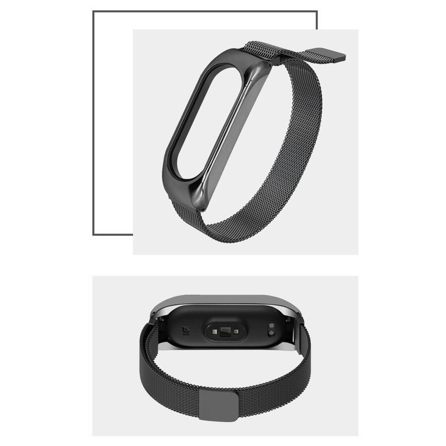 REPLACEMENT METAL WRISTBAND MAGNETIC BRACELET STRAP FOR XIAOMI MI BAND 6 / MI BAND 5 / MI BAND 4 / MI BAND 3 BLACK