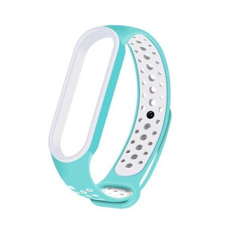 REPLACEMENT SILICONE WRISTBAND XIAOMI MI BAND 5 DOTS TURQUOISE-WHITE