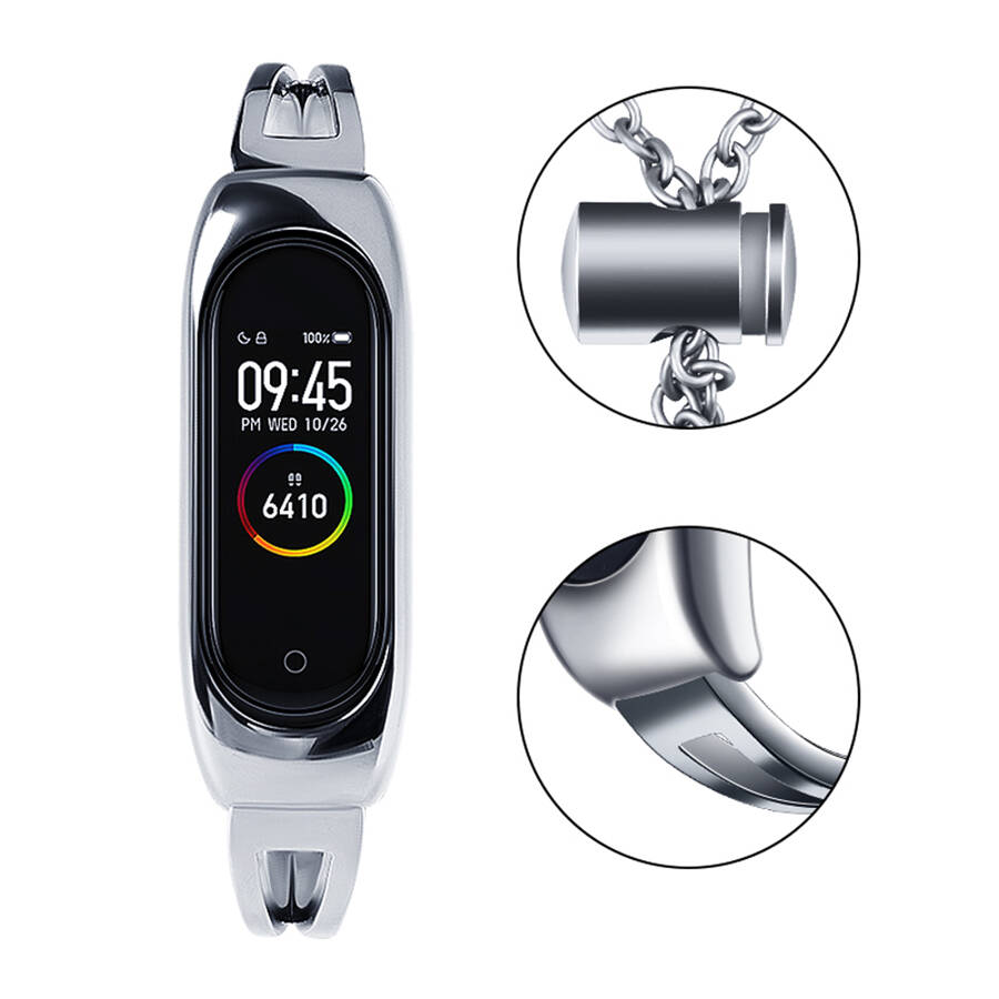 REPLACMENT METAL BAND BRACELET STRAP FOR XIAOMI MI BAND 6 / 5 / 4 / 3 SILVER