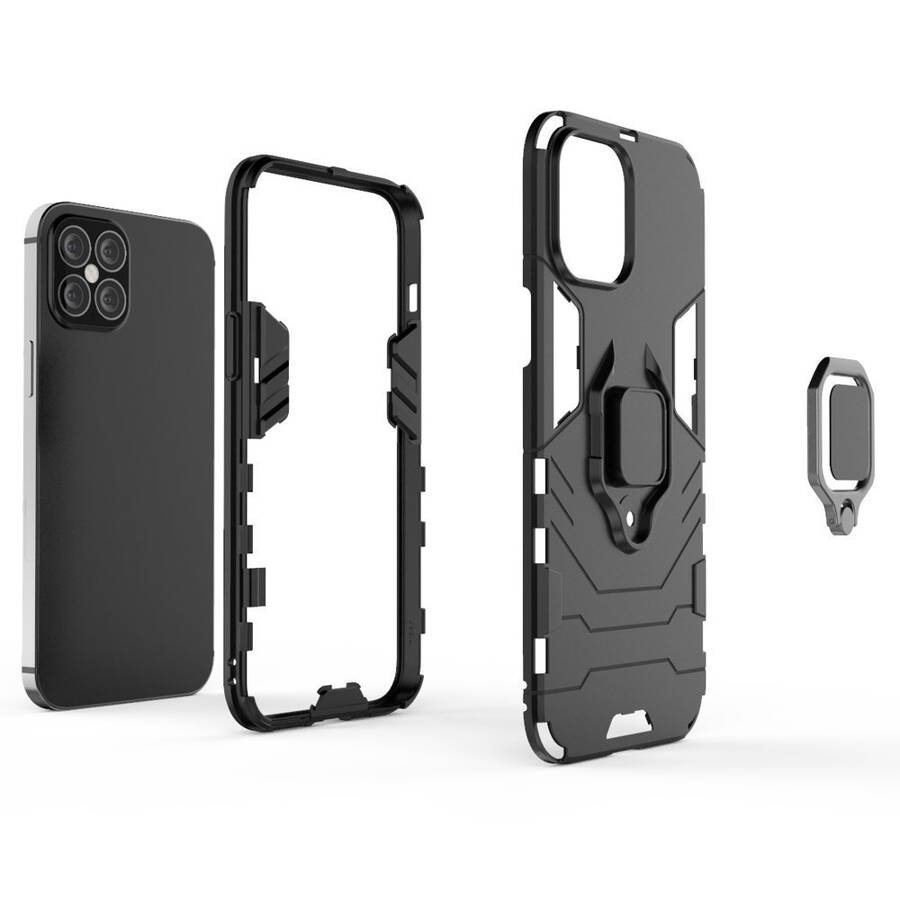 RING ARMOR CASE KICKSTAND TOUGH RUGGED COVER FOR IPHONE 12 PRO MAX BLACK