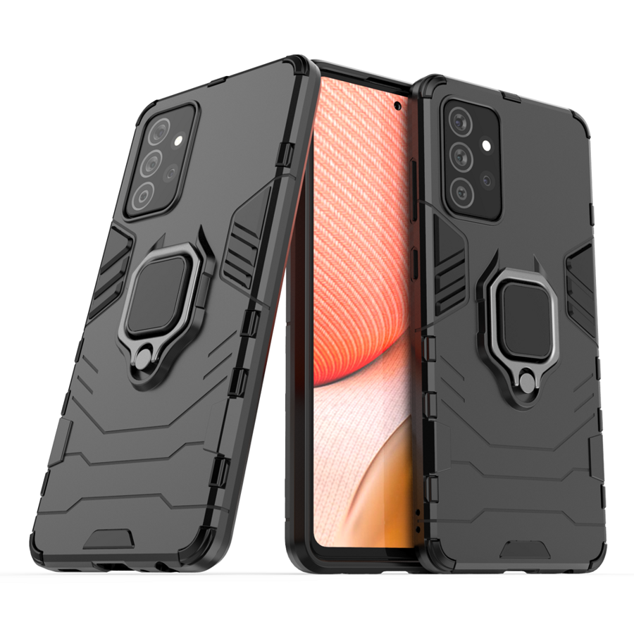 RING ARMOR CASE KICKSTAND TOUGH RUGGED COVER FOR SAMSUNG GALAXY A72 4G BLACK