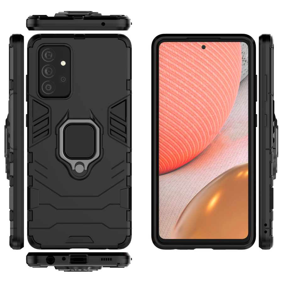 RING ARMOR CASE KICKSTAND TOUGH RUGGED COVER FOR SAMSUNG GALAXY A72 4G BLACK