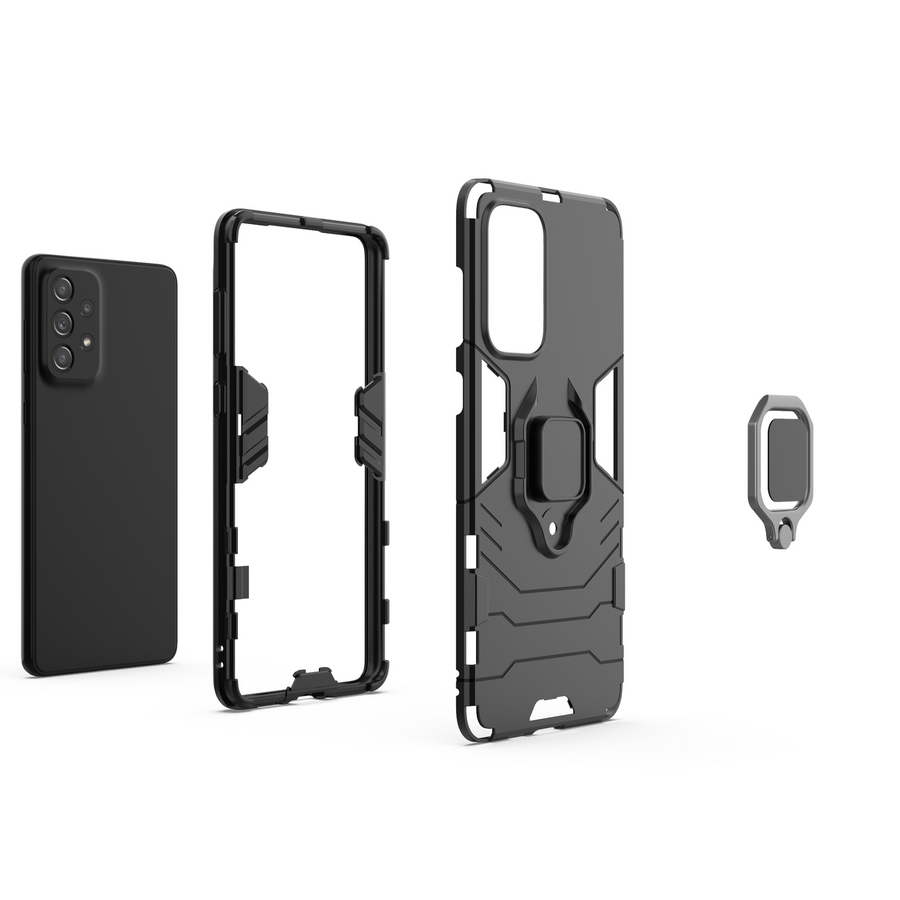 RING ARMOR TOUGH HYBRID CASE COVER + MAGNETIC HOLDER FOR SAMSUNG GALAXY A73 BLACK