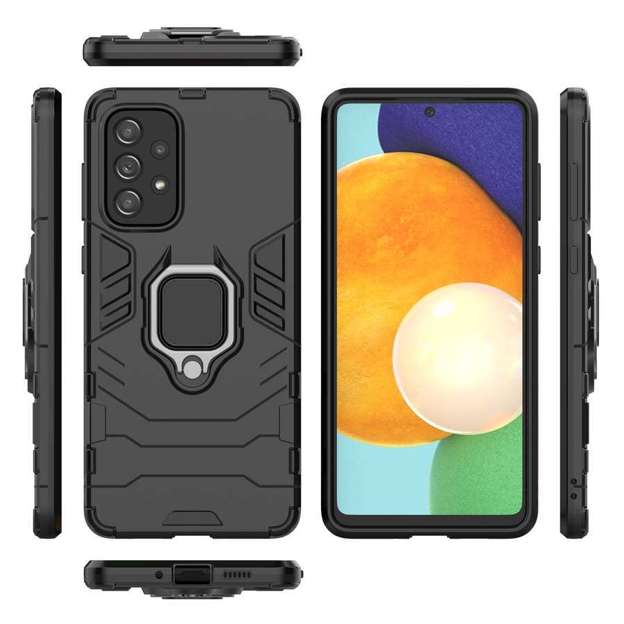 RING ARMOR TOUGH HYBRID CASE COVER + MAGNETIC HOLDER FOR SAMSUNG GALAXY A73 BLACK