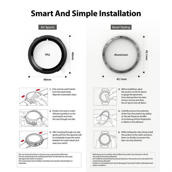 RINGKE AIR & BEZEL STYLING GALAXY WATCH 4 40 MM BLACK/SILVER