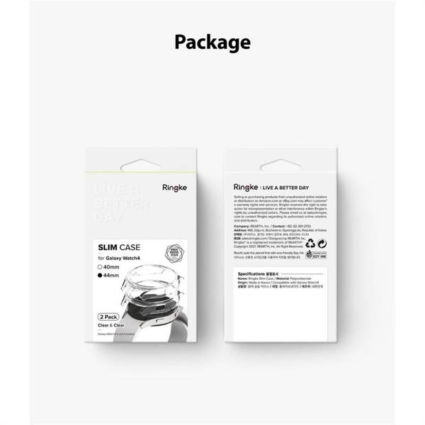 RINGKE SLIM 2-PACK GALAXY WATCH 4 44 MM CLEAR & BLACK