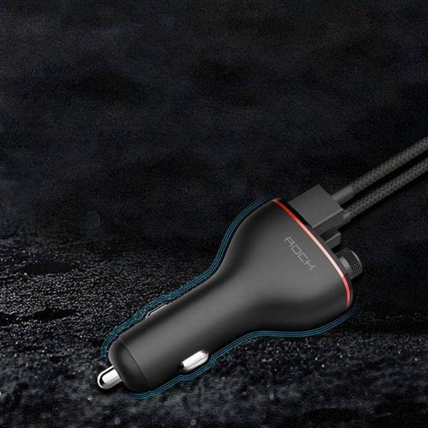 ROCK B300 2-PORT USB CAR CHARGER + TRANSMITER FM BLACK