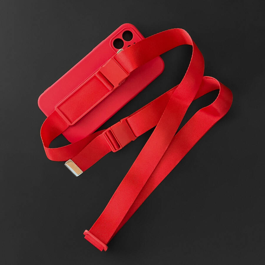 ROPE CASE GEL TPU AIRBAG CASE COVER WITH LANYARD FOR IPHONE 12 MINI RED