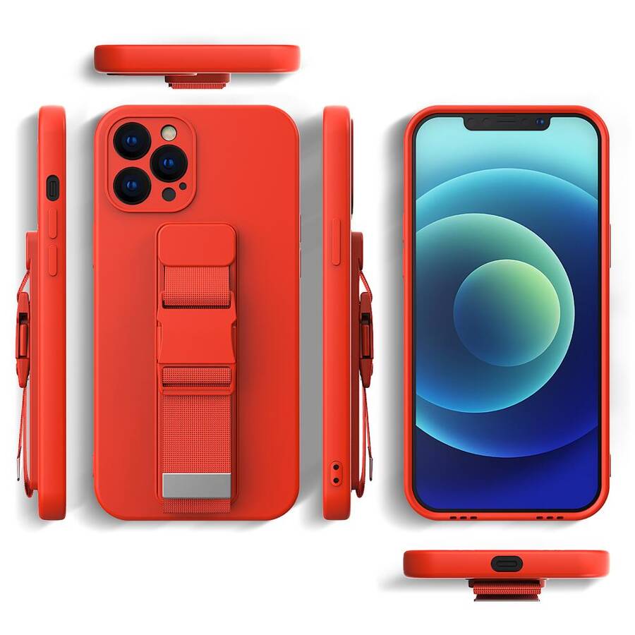 ROPE CASE GEL TPU AIRBAG CASE COVER WITH LANYARD FOR XIAOMI REDMI 9 RED