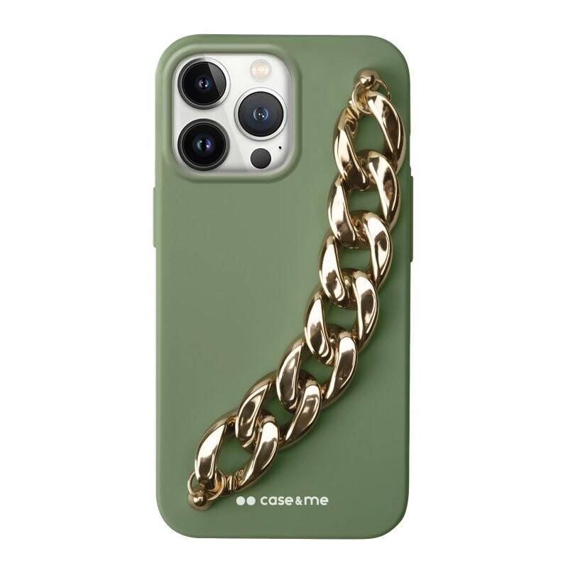 SBS Green Classy String Case Cover for iPhone 13 with chain