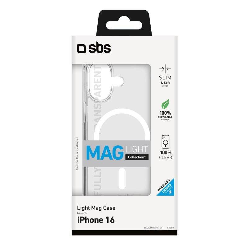 SBS Rigid transparent case compatible with MagSafe charging for iPhone 16