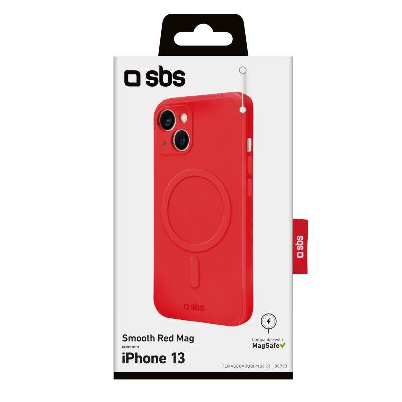 SBS Smooth Red Mag MagSafe compatible soft case, iPhone 14/13