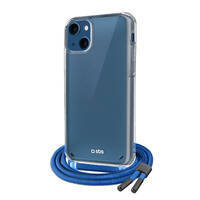 SBS Transparent Cover with Blue Neck Strap for iPhone 13