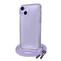 SBS Transparent Cover with Purple Neck Strap for iPhone 13