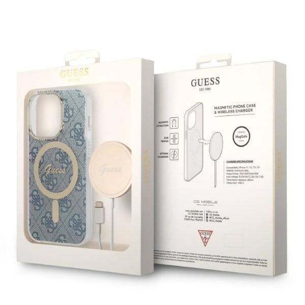 SET GUESS GUBPP14LH4EACSB CASE+ CHARGER IPHONE 14 PRO 6.1 "BLUE/BLUE HARD CASE 4G PRINT MAGSAFE