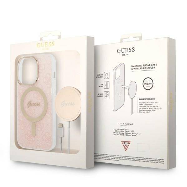 SET GUESS GUBPP14XH4EACSP CASE+ CHARGER IPHONE 14 PRO MAX 6.7 "PINK/PINK HARD CASE 4G PRINT MAGSAFE