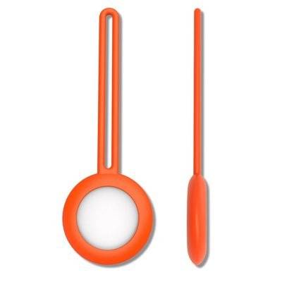 SILICONE ELASTIC CASE KEY RING PENDANT FOR LOCATOR APPLE AIRTAG ORANGE