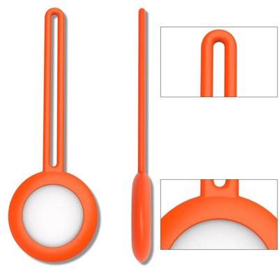 SILICONE ELASTIC CASE KEY RING PENDANT FOR LOCATOR APPLE AIRTAG ORANGE