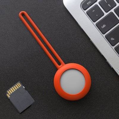 SILICONE ELASTIC CASE KEY RING PENDANT FOR LOCATOR APPLE AIRTAG ORANGE