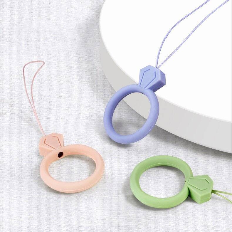 SILICONE LANYARD FOR THE PHONE DIAMOND RING PENDANT FOR A FINGER LIGHT GREEN