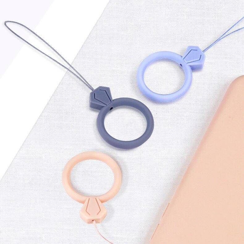 SILICONE LANYARD FOR THE PHONE DIAMOND RING PENDANT FOR A FINGER YELLOW