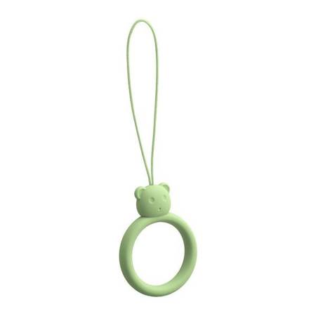 SILICONE PHONE LANYARD RING BEAR LIGHT GREEN