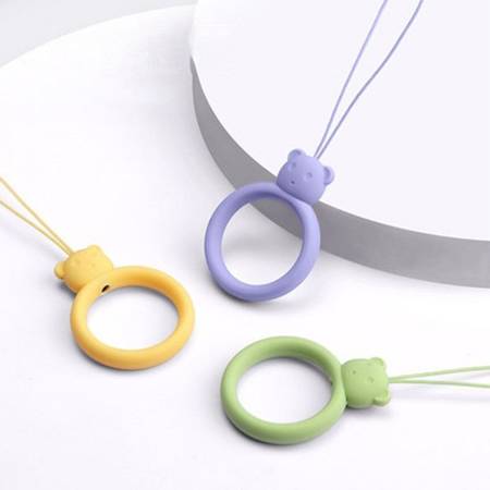 SILICONE PHONE LANYARD RING BEAR LIGHT GREEN