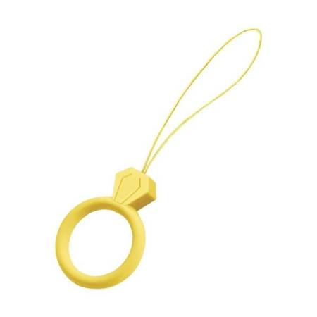 SILICONE PHONE LANYARD RING DIAMOND YELLOW