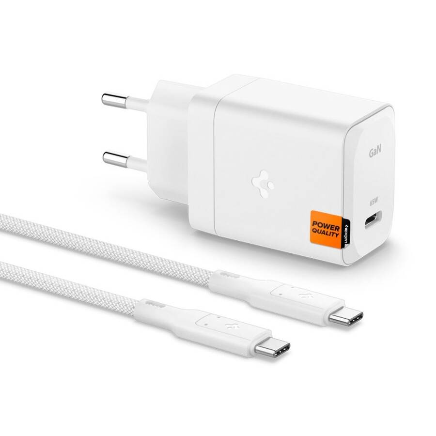 SPIGEN ARCSTATION PRO GAN-651 1-PORT NETWORK CHARGER 65W + TYPE-C CABLE WHITE