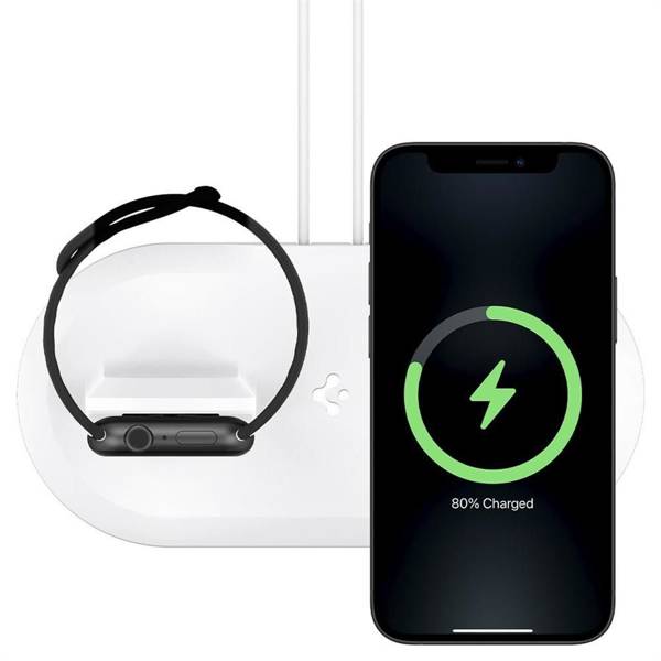 SPIGEN MAGFIT DUO APPLE MAGSAFE & APPLE WATCH CHARGER STAND WHITE