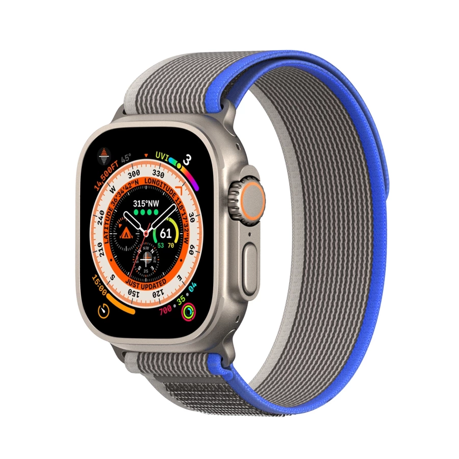 SPORT VELCRO STRAP FOR APPLE WATCH ULTRA / 9 / 8 / 7 / 6 / SE / 5 / 4 / 3 / 2 / 1 (42, 44, 45, 49 MM) DUX DUCIS STRAP YJ VERSION - BLUE-GREY