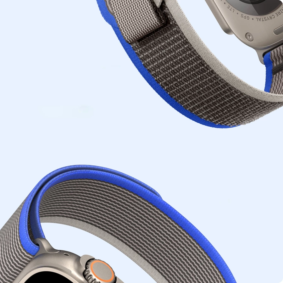 SPORT VELCRO STRAP FOR APPLE WATCH ULTRA / 9 / 8 / 7 / 6 / SE / 5 / 4 / 3 / 2 / 1 (42, 44, 45, 49 MM) DUX DUCIS STRAP YJ VERSION - BLUE-GREY