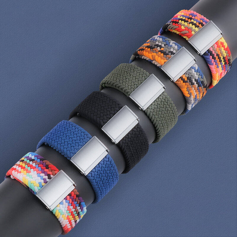 STRAP FABRIC BAND FOR WATCH ULTRA / 9 / 8 / 7 / 6 / SE / 5 / 4 / 3 / 2 (49MM / 45MM / 44MM / 42MM) BRAIDED FABRIC STRAP WATCH BRACELET BLACK (5)