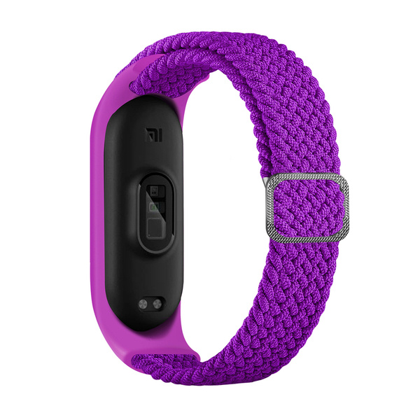 STRAP FABRIC HEADBAND FOR XIAOMI MI BAND 6/5/4/3 BRAIDED MATERIAL PURPLE STRIPE