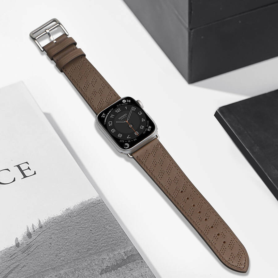 STRAP LEATHER LEATHER STRAP FOR APPLE WATCH ULTRA, SE, 8, 7, 6, 5, 4, 3, 2, 1 (49, 45, 44, 42 MM) BRACELET DARK BROWN