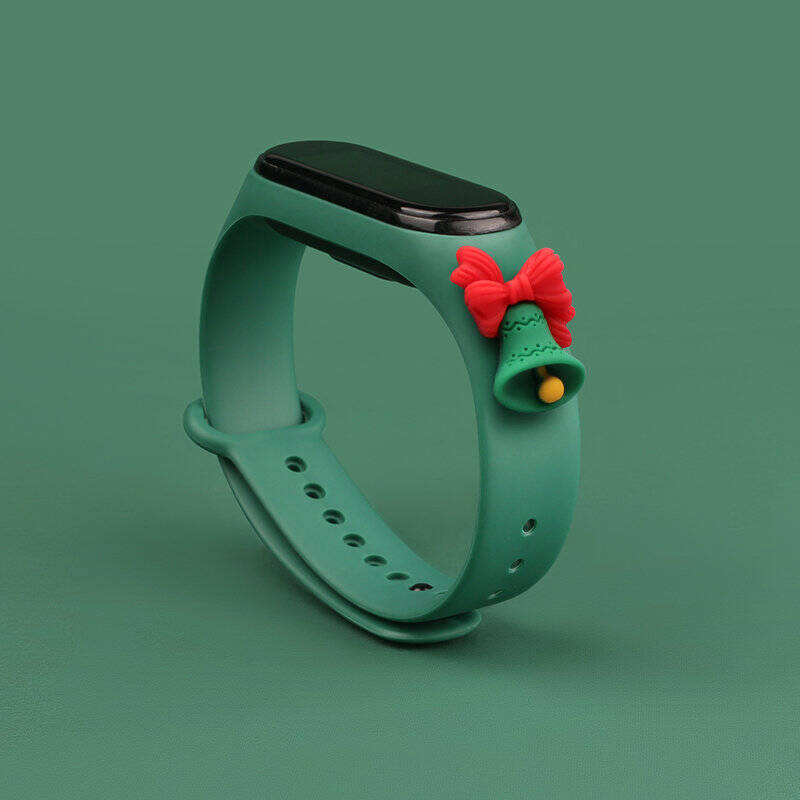 STRAP XMAS WRISTBAND FOR XIAOMI MI BAND 4 / MI BAND 3 CHRISTMAS SILICONE STRAP BRACELET DARK GREEN (BELL)