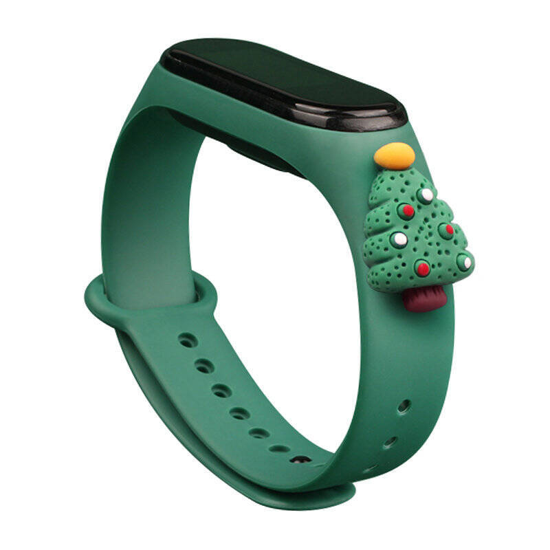 STRAP XMAS WRISTBAND FOR XIAOMI MI BAND 4 / MI BAND 3 CHRISTMAS SILICONE STRAP BRACELET DARK GREEN (CHRISTMAS TREE 2)