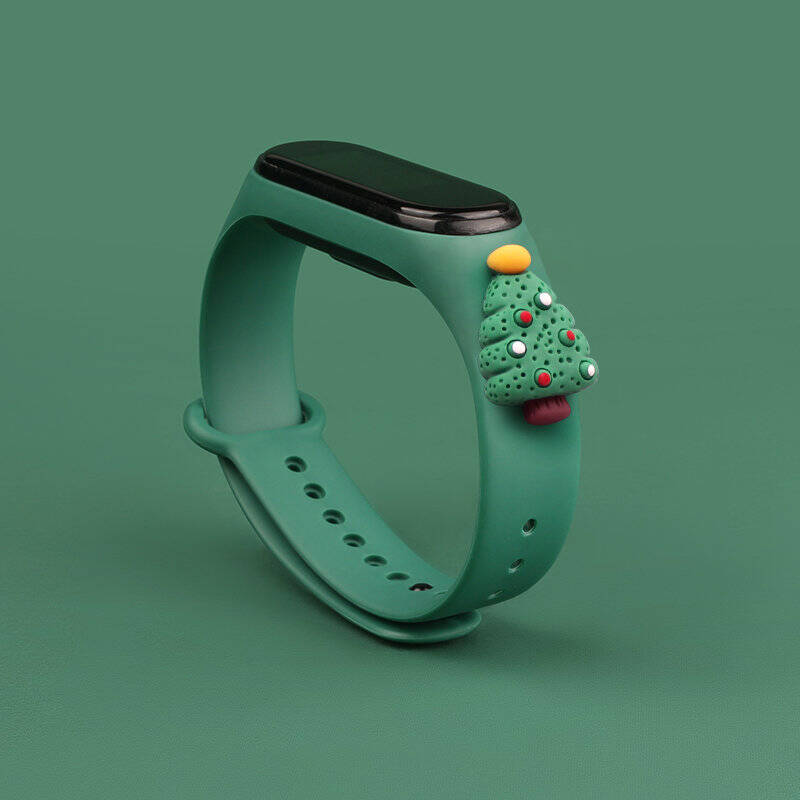 STRAP XMAS WRISTBAND FOR XIAOMI MI BAND 4 / MI BAND 3 CHRISTMAS SILICONE STRAP BRACELET DARK GREEN (CHRISTMAS TREE 2)