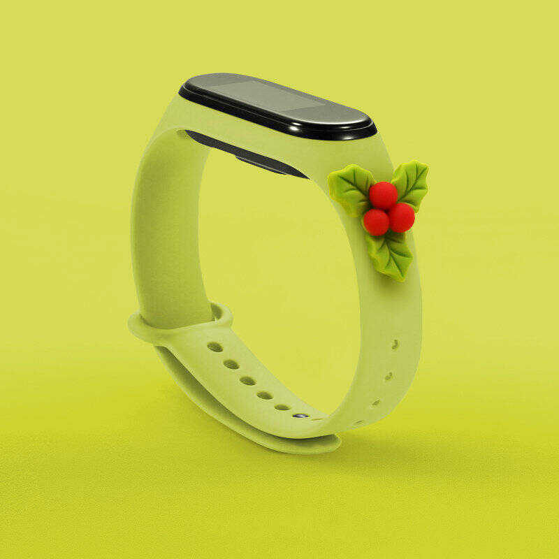 STRAP XMAS WRISTBAND FOR XIAOMI MI BAND 6 / MI BAND 5 CHRISTMAS SILICONE STRAP BRACELET GREEN (MISTLETOE)