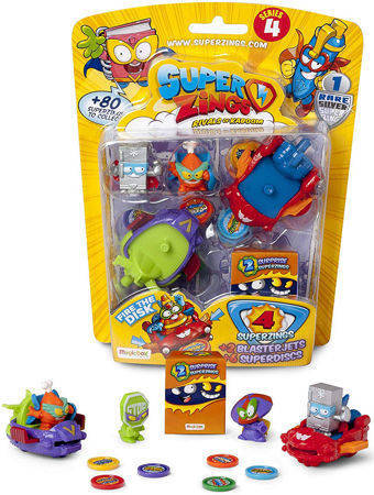 SUPER ZINGS SERIES 4 FIGURE SET + 2 LAUNCH VEHICLES + 6 DISCS