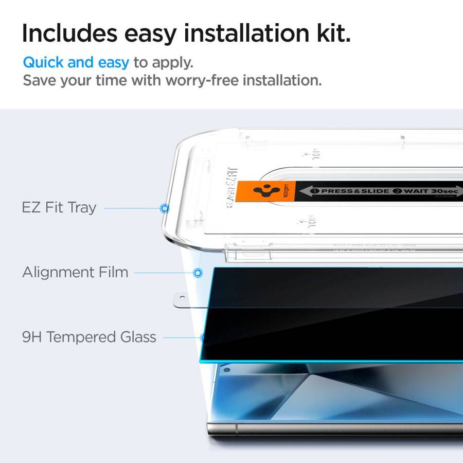 SZKŁO HARTOWANE SPIGEN GLAS.TR ”EZ FIT” 2-PACK GALAXY S24 ULTRA PRIVACY