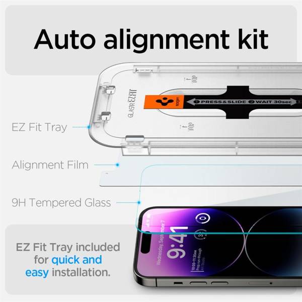 SZKŁO HARTOWANE SPIGEN GLAS.TR ”EZ FIT” 2-PACK IPHONE 14 PRO MAX CLEAR