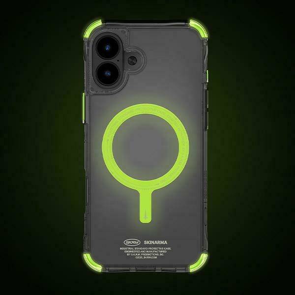 Skinarma etui Saido iPhone 16 6.1"        Magnetic Charging zielony/green (niteglow)