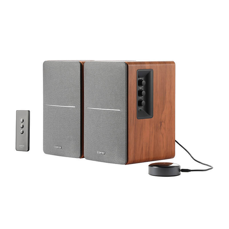 Speakers 2.0 Edifier R1280T with Smart Wi-Fi Audio Streamer WiiM Mini (brown)