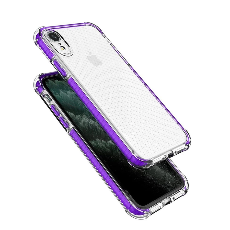 Spring Armor clear TPU gel rugged protective cover with colorful frame for iPhone XR black