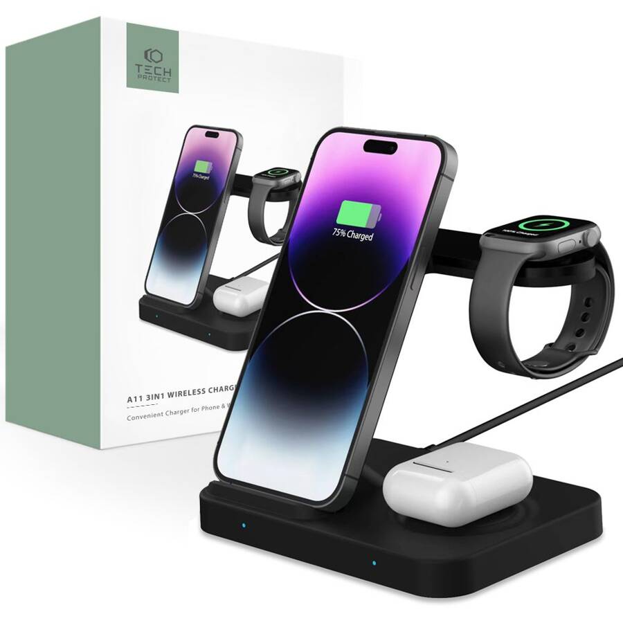 TECH-PROTECT A11 3IN1 WIRELESS CHARGER BLACK